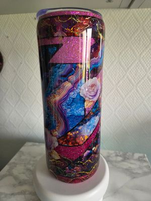N°38 Tumbler 20oz Mix media geode pink violet