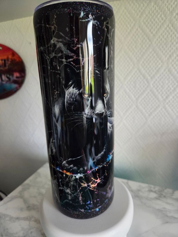 Tumbler 20oz Panthère holo carbone