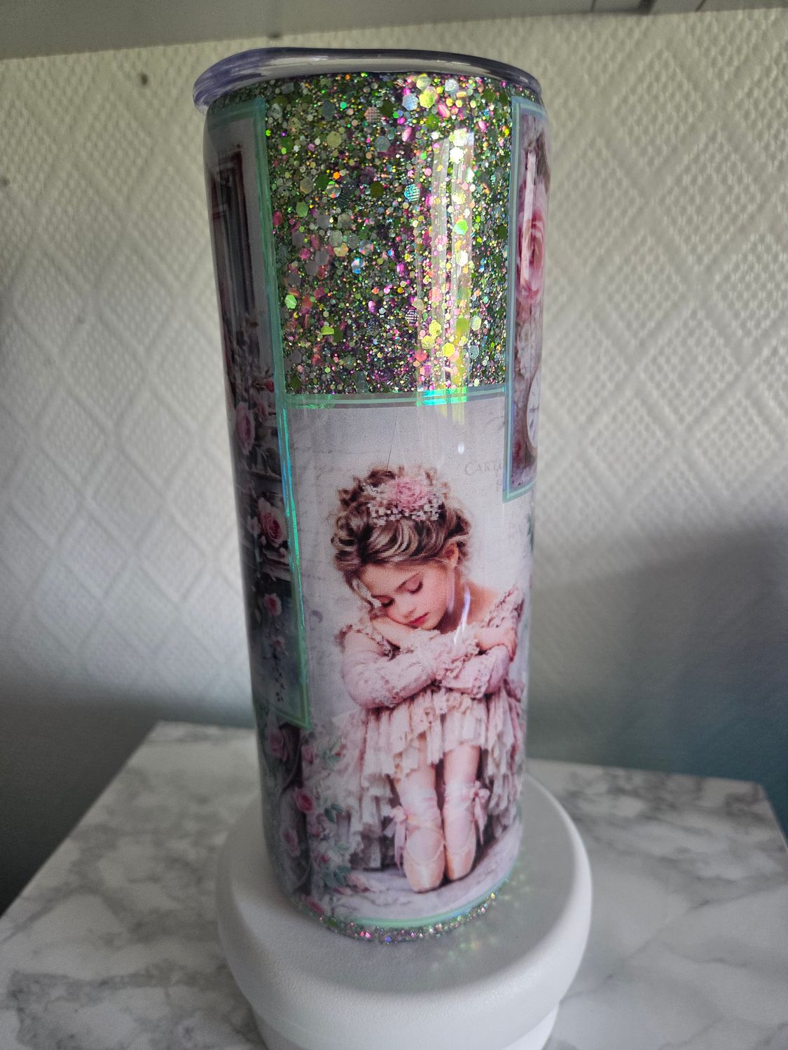 Tumbler 20oz Ballerina pastel pailleté