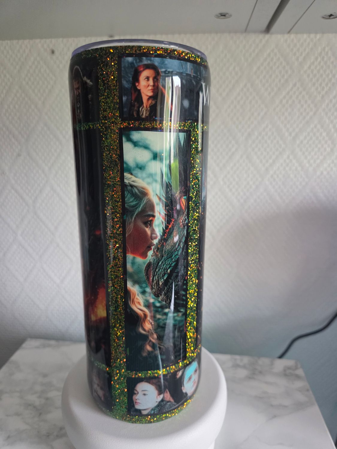 Tumbler 20oz GOT pailleté caméléon dragon