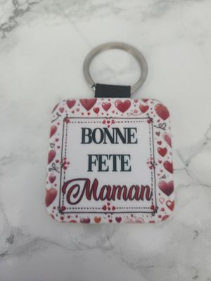 Porte clé simili cuir carré double face Porte clé simili cuir carré double face