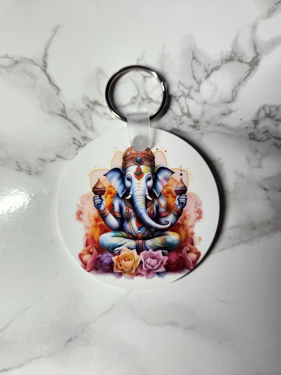 Porte clé rond double face fibre de verre
