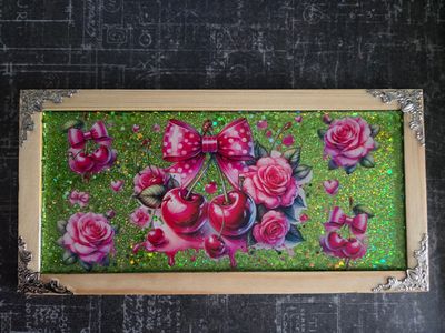 Plateau / Déco murale Cerises et fleurs Plateau / Déco murale Cerises et fleurs