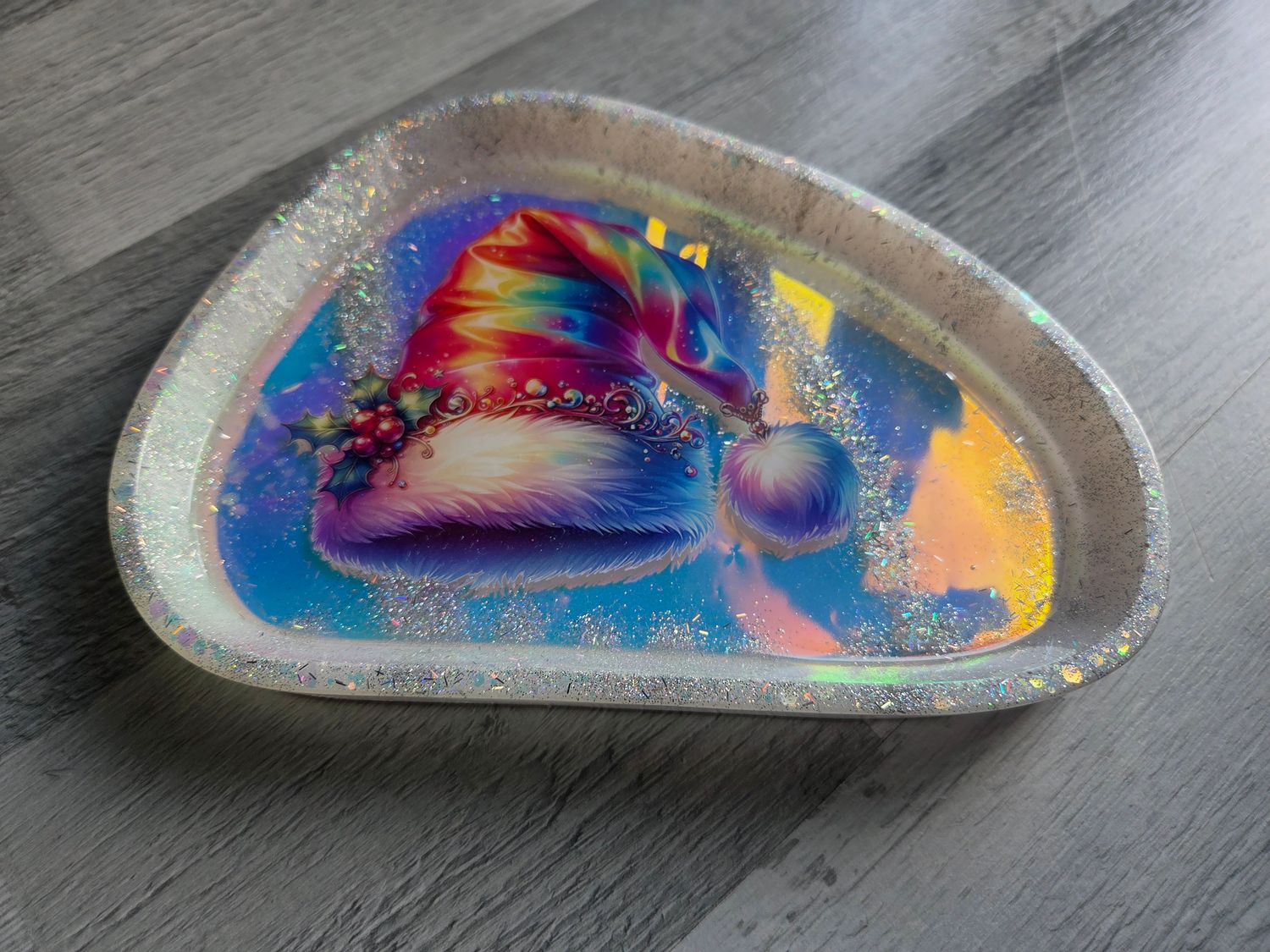 Vide poche bonnet de Noël holographique