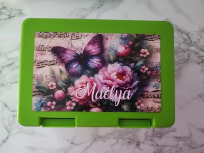 Boite repas / trésor personnalisé verte