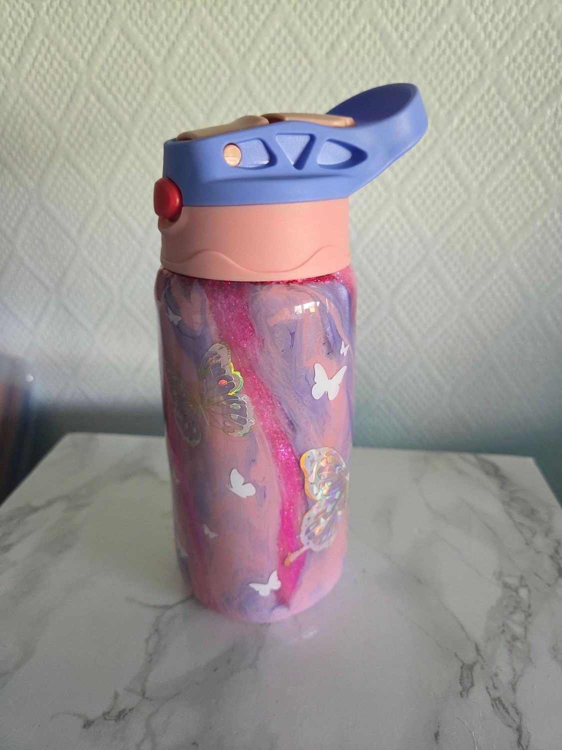 Gourde enfant Papillons roses
