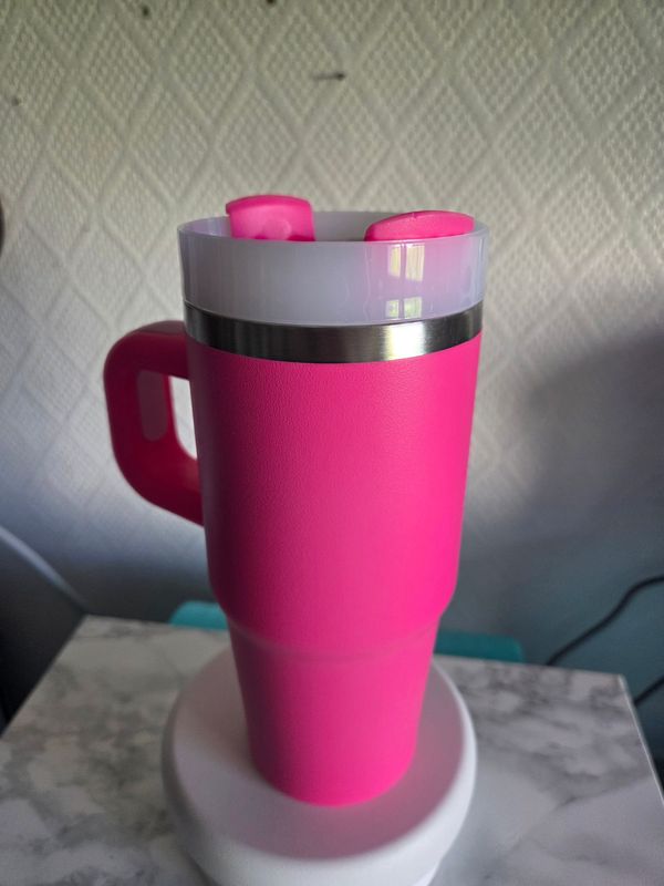 Mini tumbler poignée 400ml rose fluo
