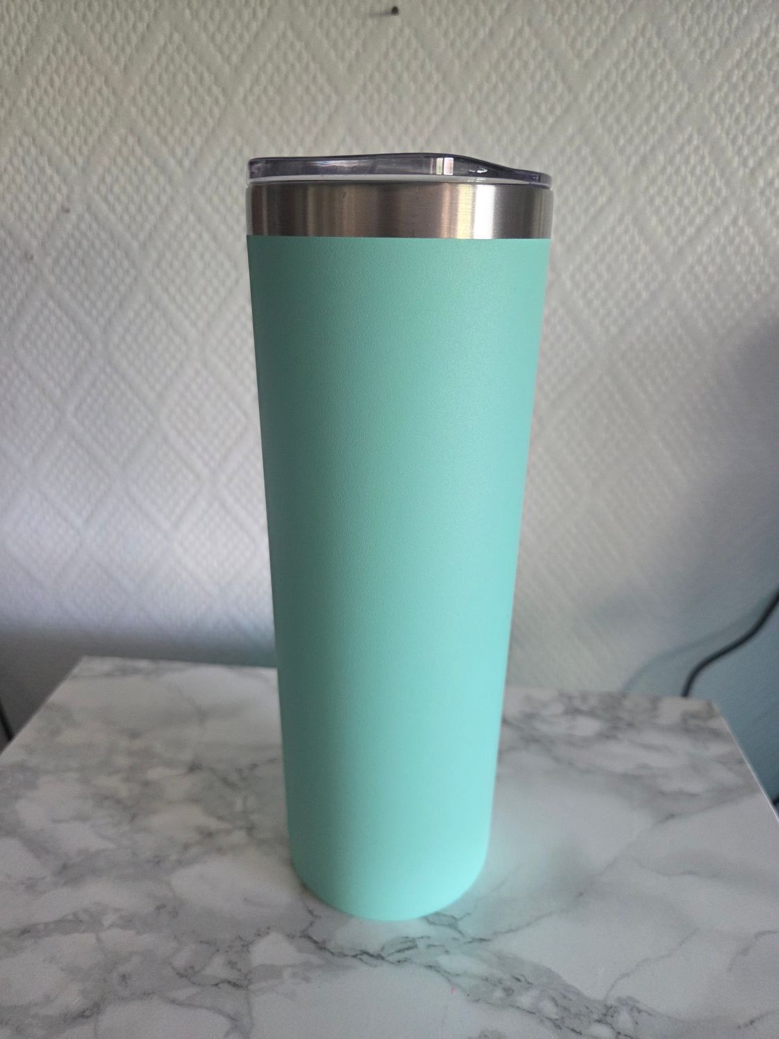Tumbler droit turquoise rebord inox 590ml