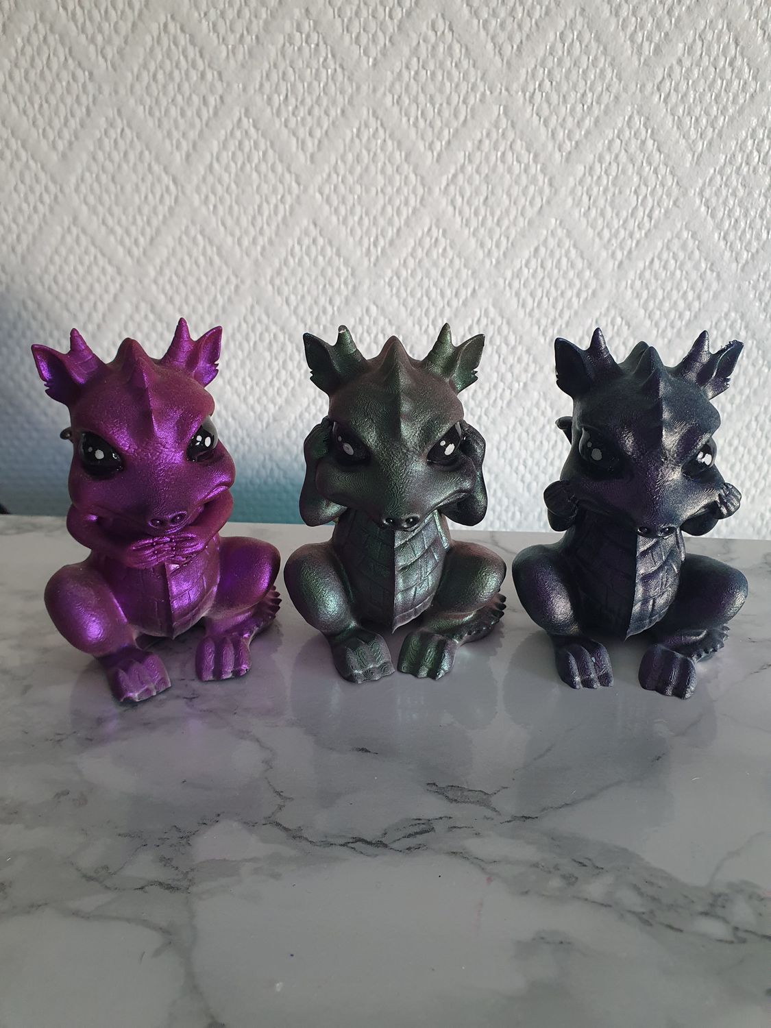 Trio dragons caméléon 