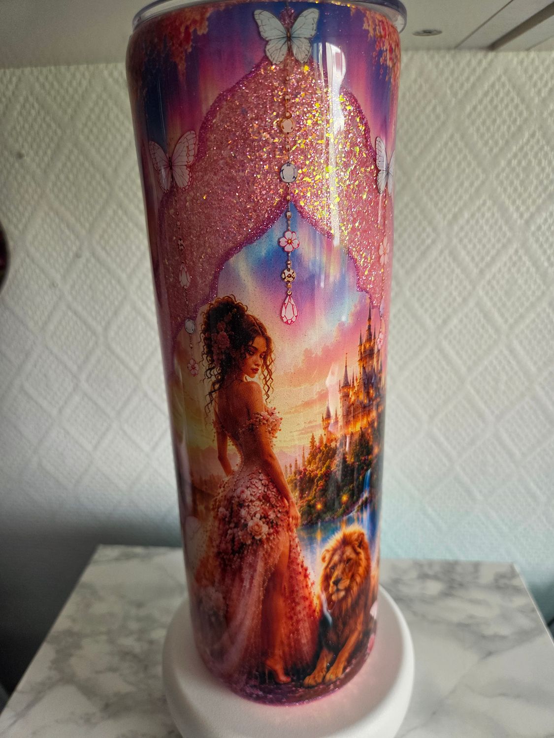 Tumbler 30oz Déesse Lion butterflies