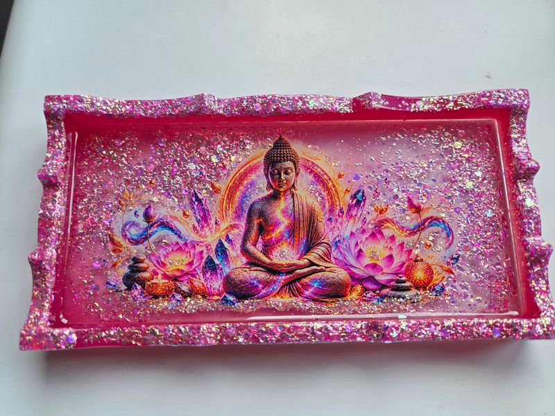 ✨ Plateau Bouddha – Éveil Rose & Cristal ✨