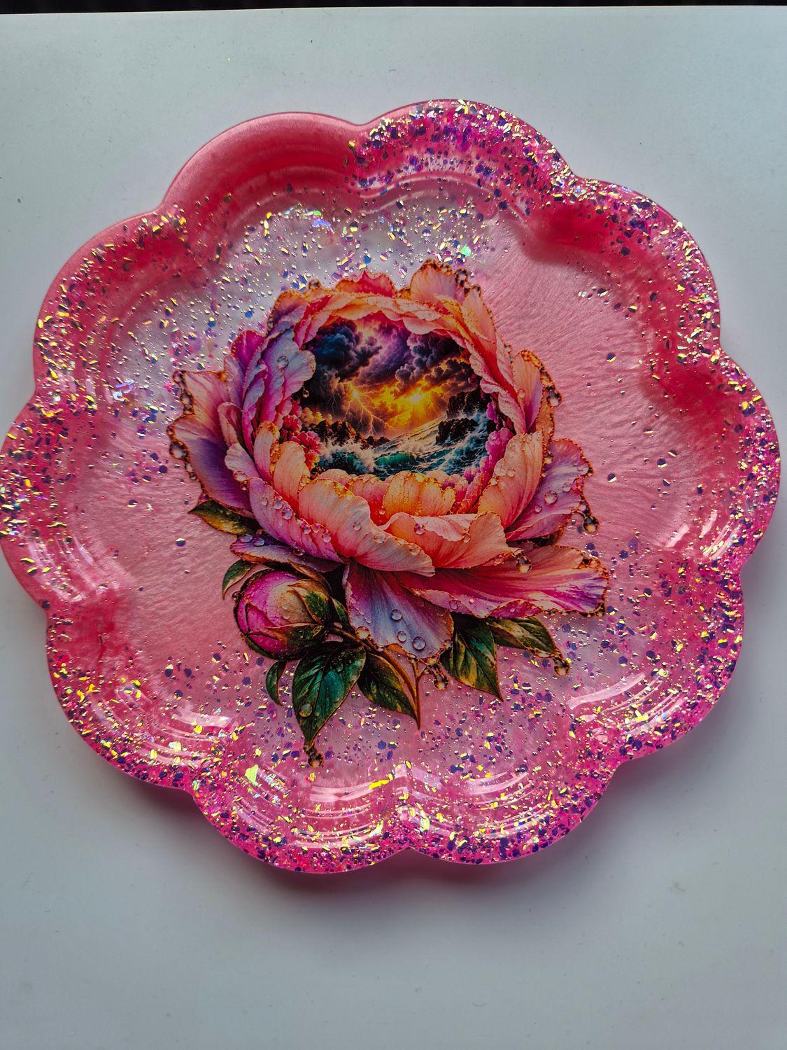 Coupelle fleurs Pivoine ciel orageux