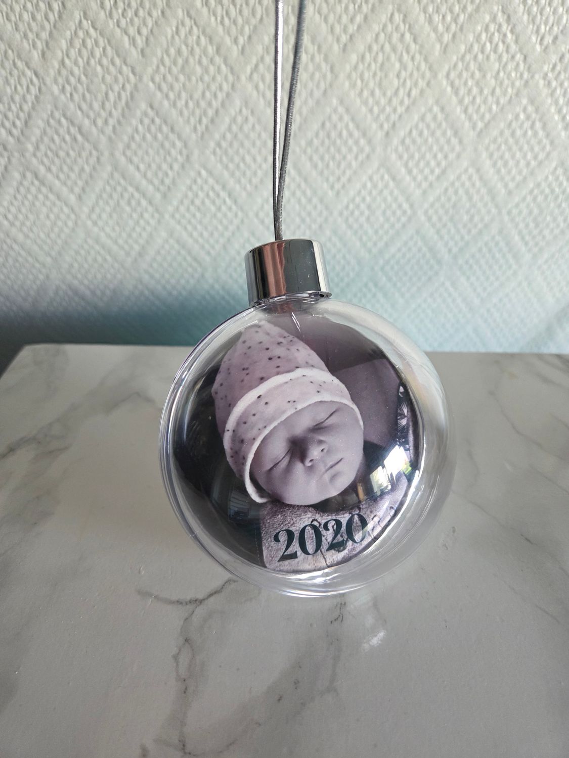 Boule de Noël ronde 3D personnalisée recto-verso ✨