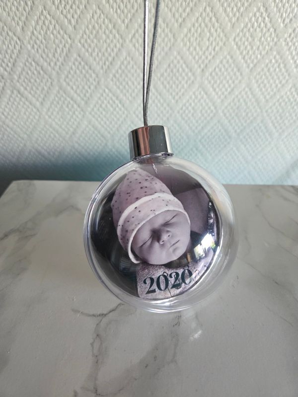 Boule de Noël ronde 3D personnalisée recto-verso ✨