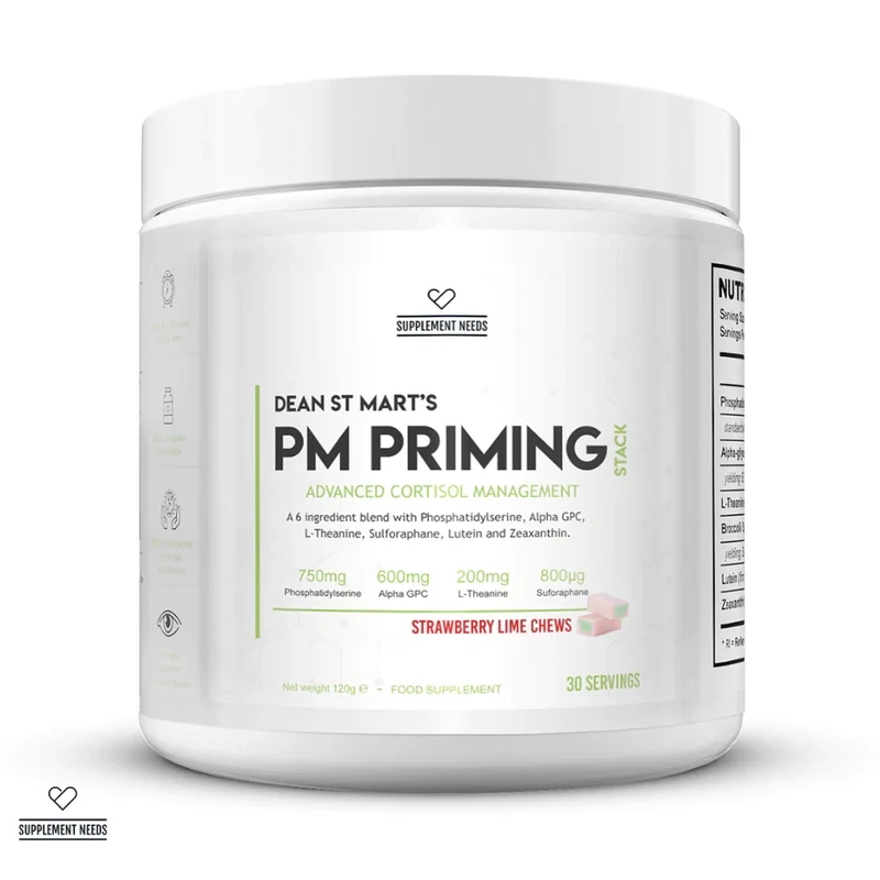 SUPPLEMENT NEEDS PM PRIMING STACK - 120G - STRAWBERRY LIME CHEWS