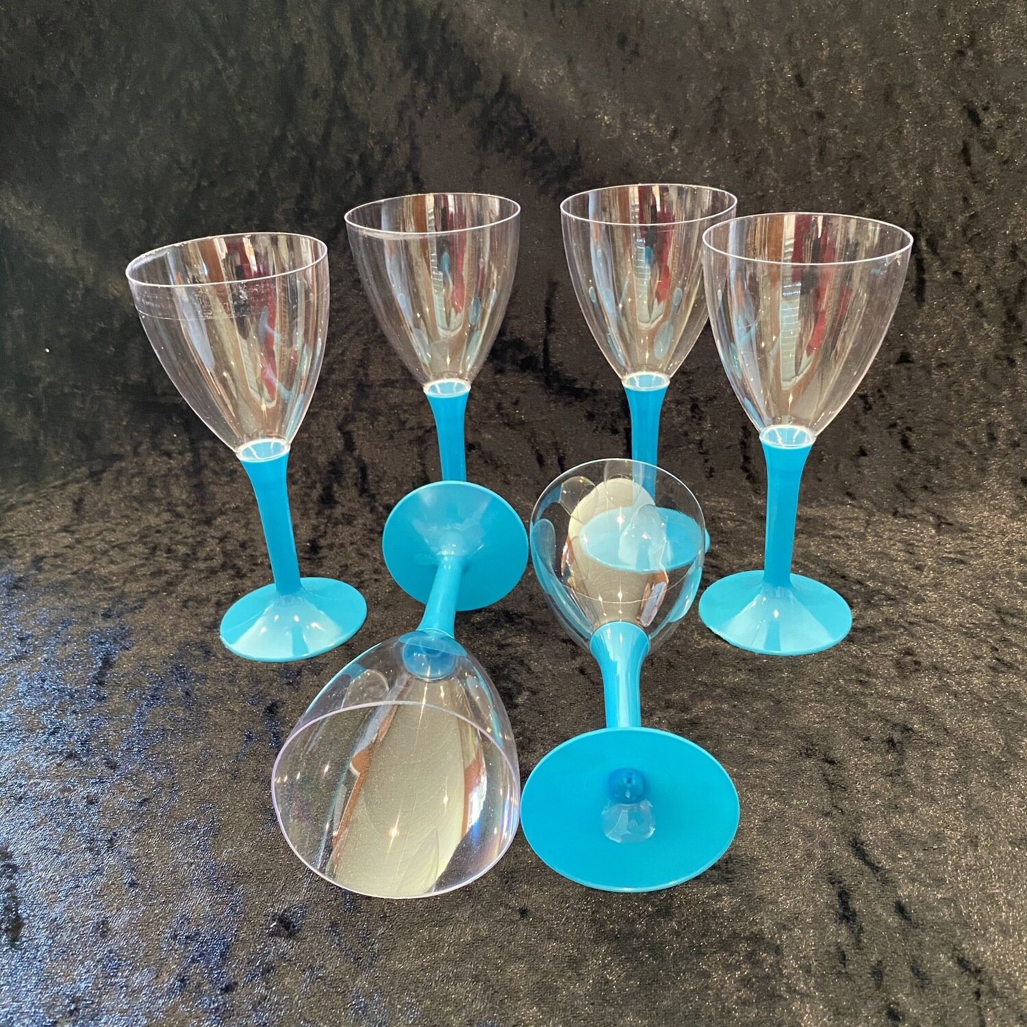 6 verres a vin pied turquoise