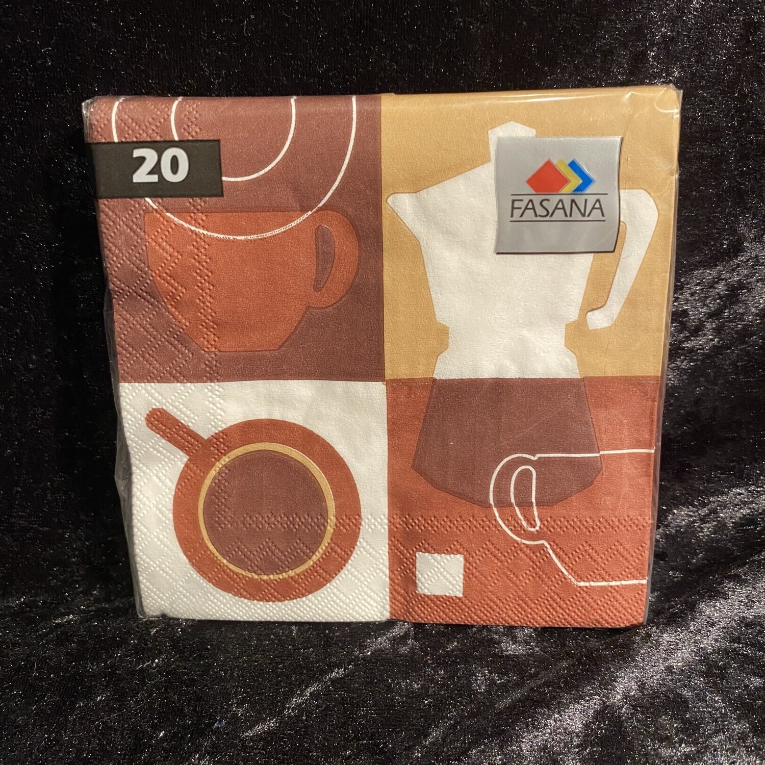 20 serviettes 3 plis 25x25cm mode cafe