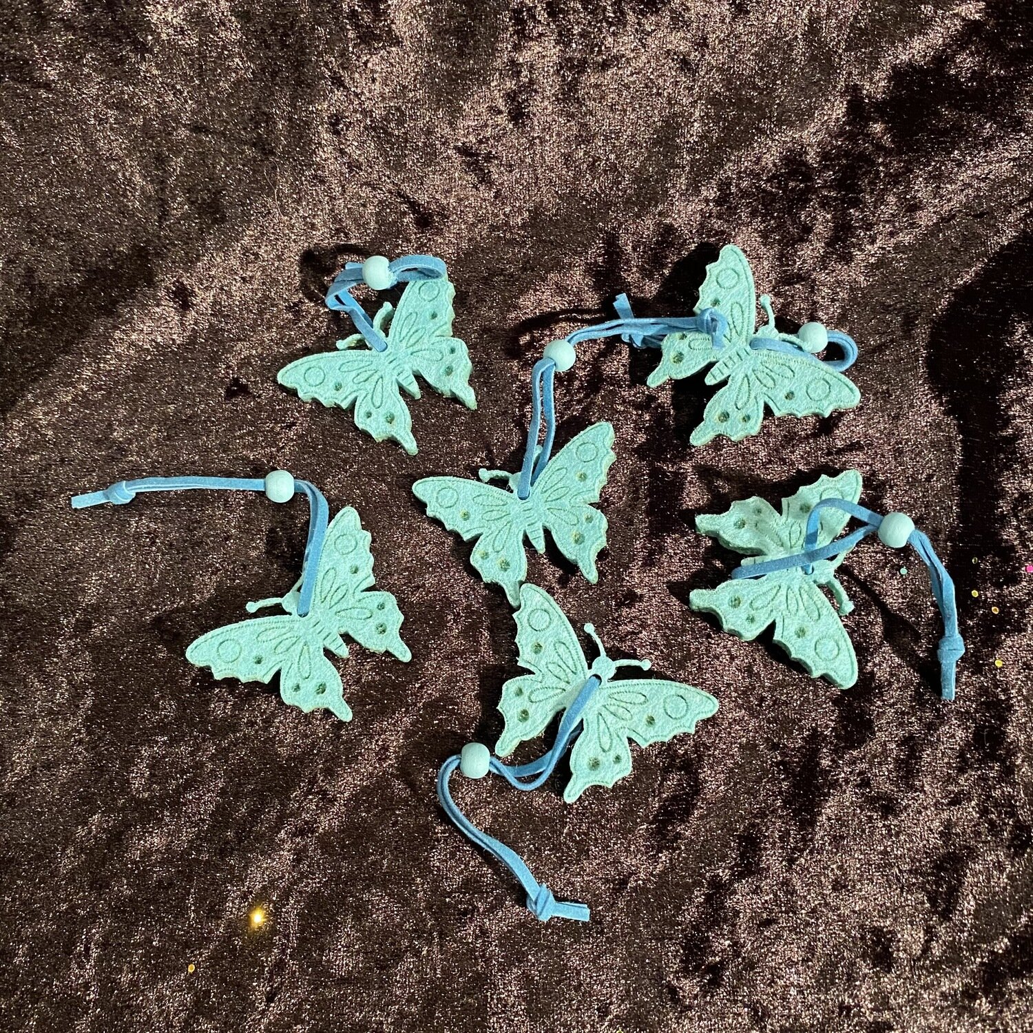 Ronds serv feutrines papillons x 6 turquoise