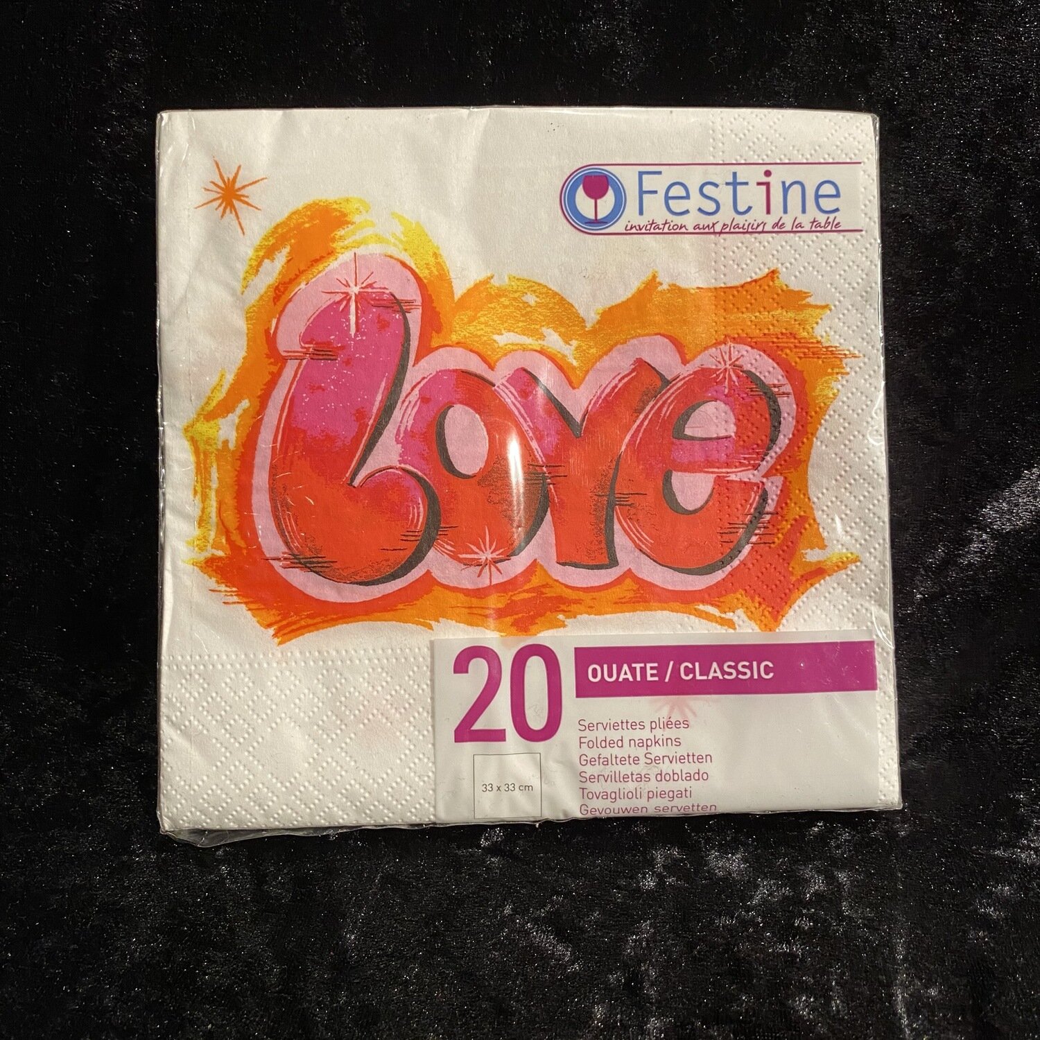 20 serviettes 3 plis 33x33cm urban love