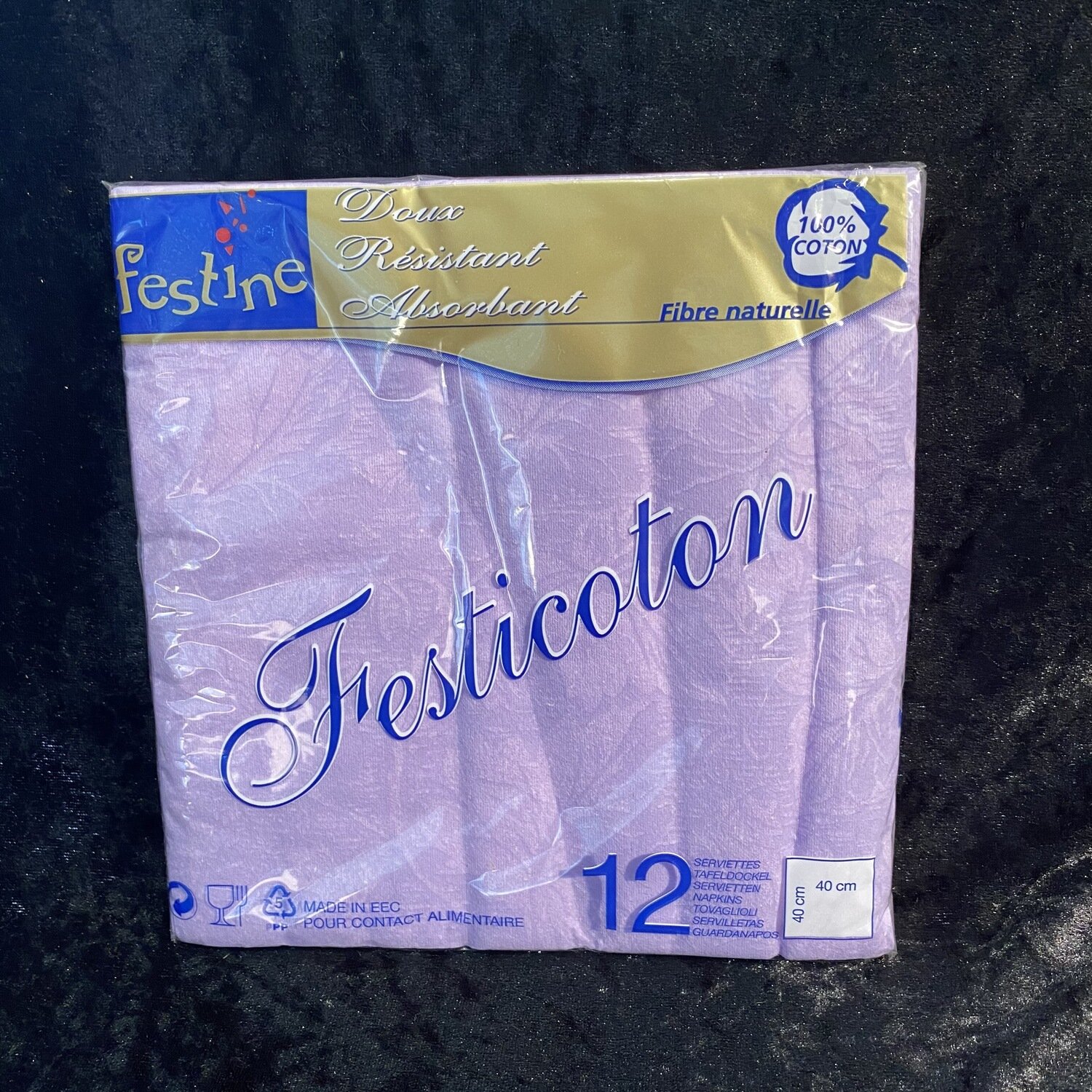 12 serviettes 40x40cm ton/ton festicoton lilas