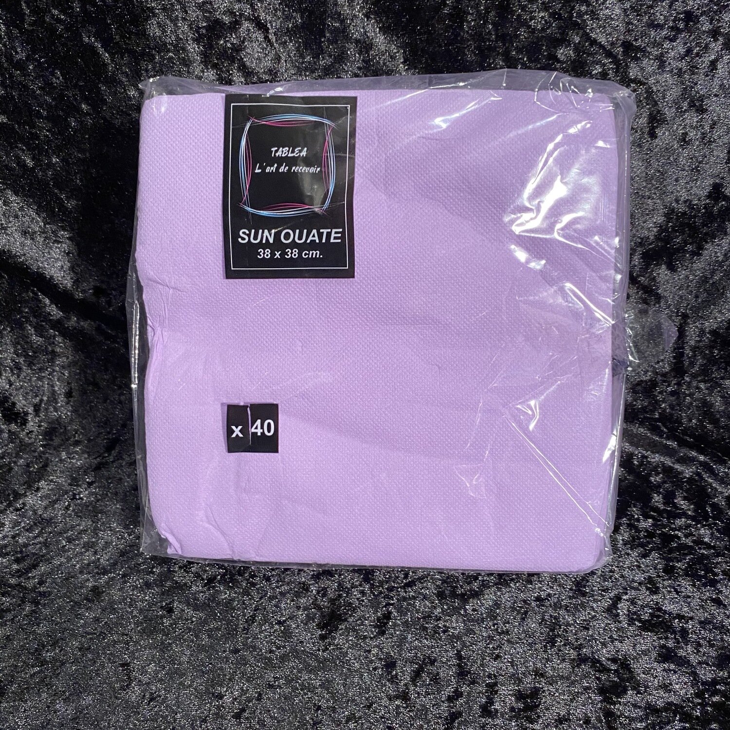 40 serviettes microgaufrées 38x38cm lilas