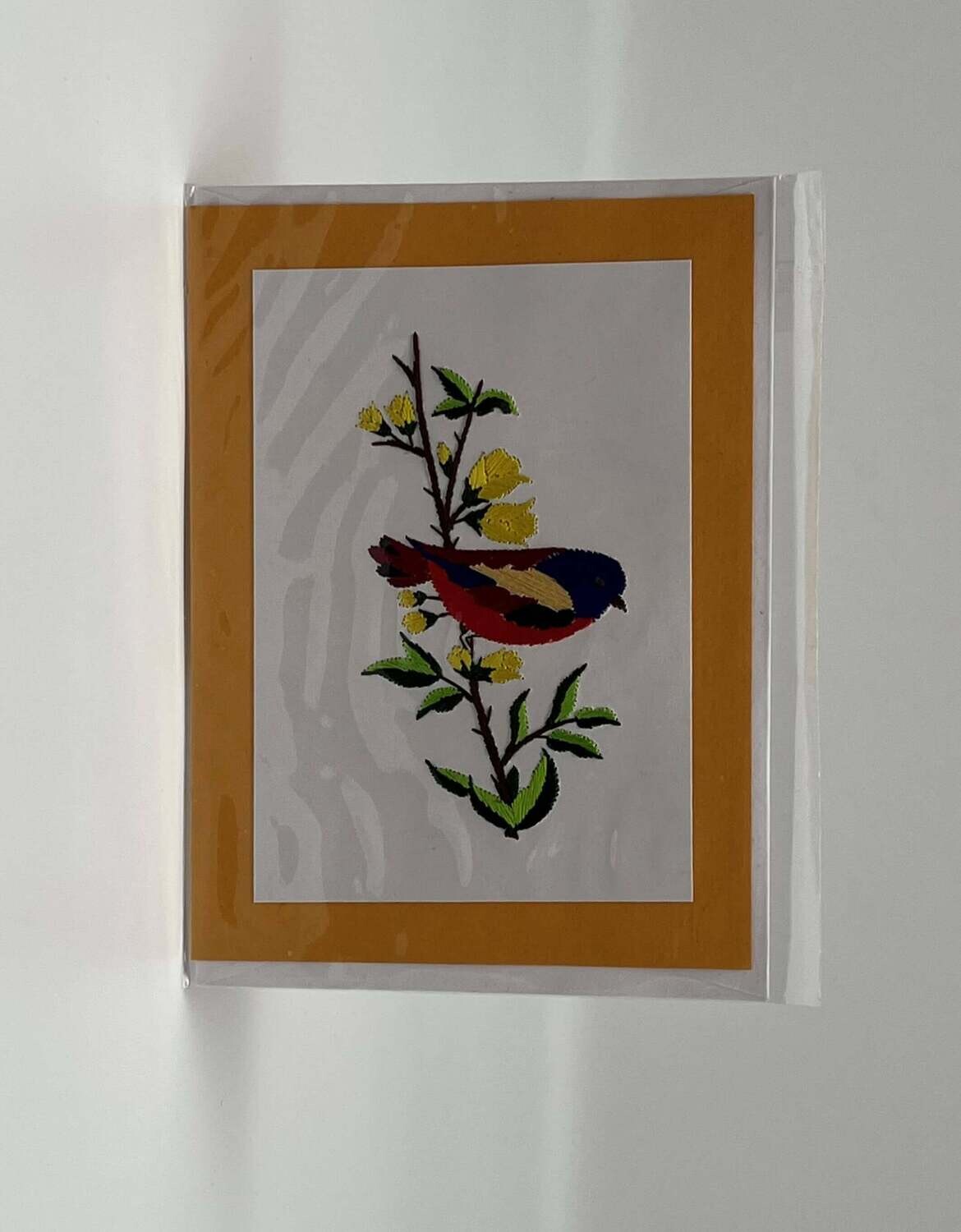 Handgestickte Karte C92 Vogel