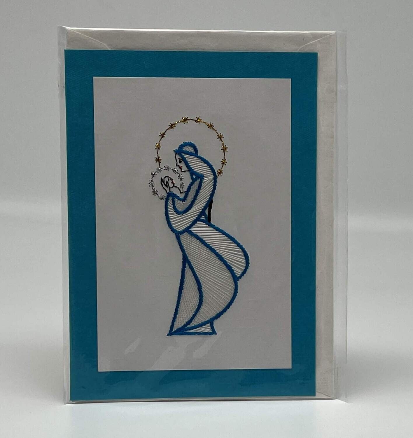 Handgestickte Karte C130 Mutter Maria mit Kind