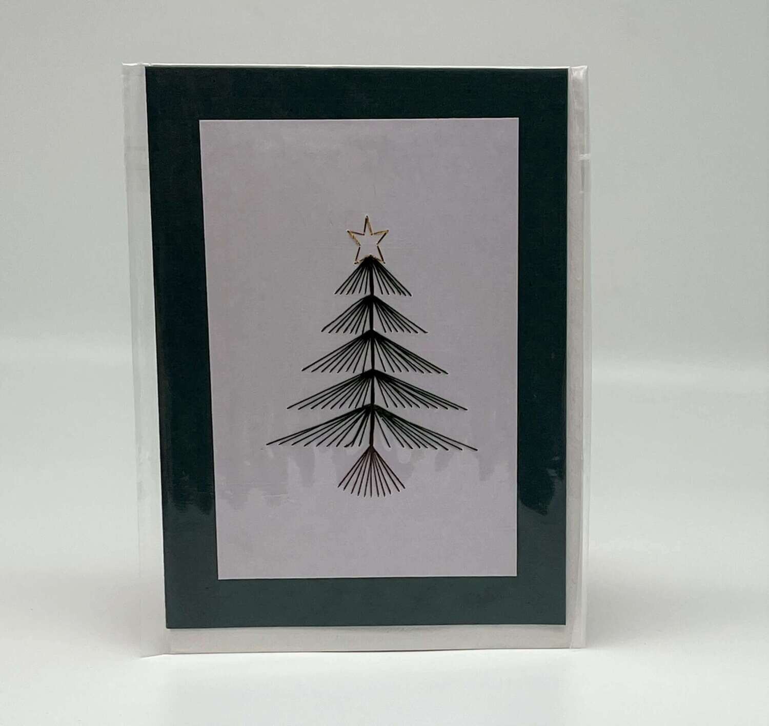 Handgestickte Karte C61 Christbaum grün