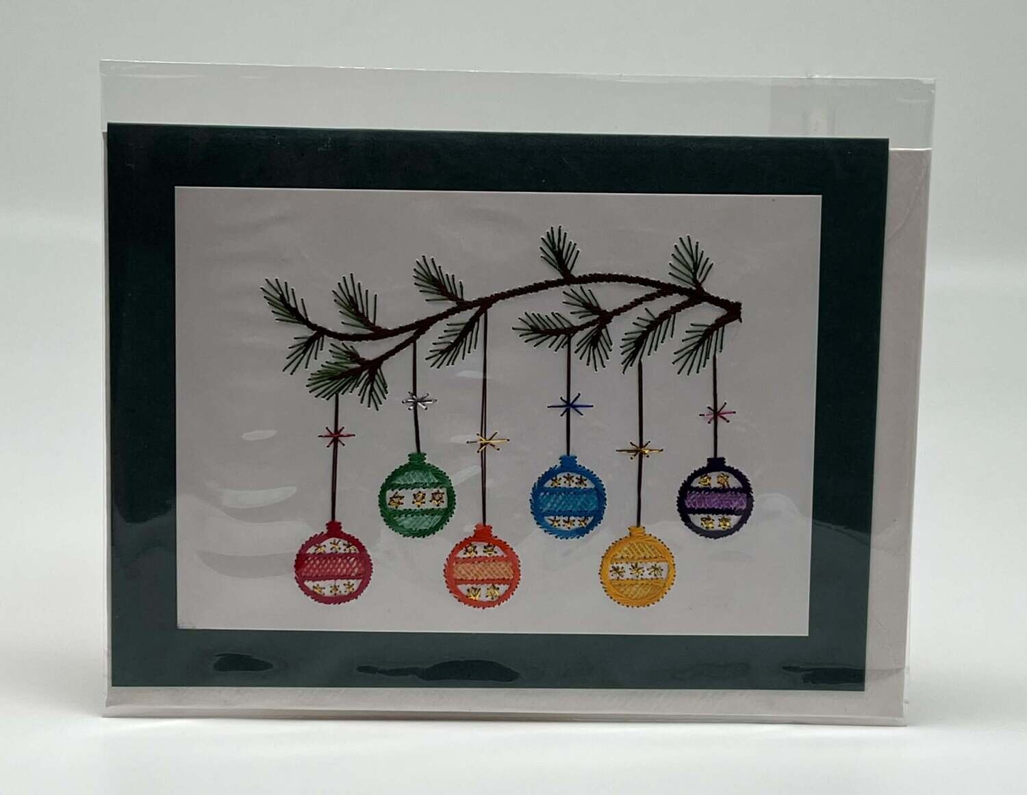 Handgestickte Karte C70 Christbaumkugeln