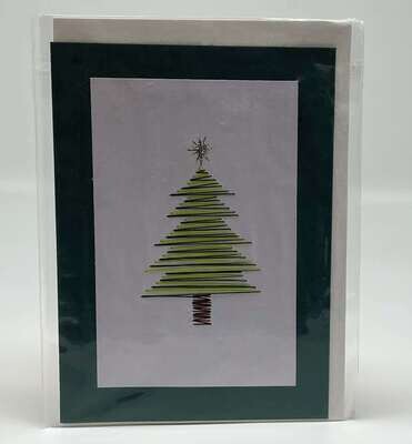 Handgestickte Karte C176 Christbaum grün Handgestickte Karte C176 Christbaum grün