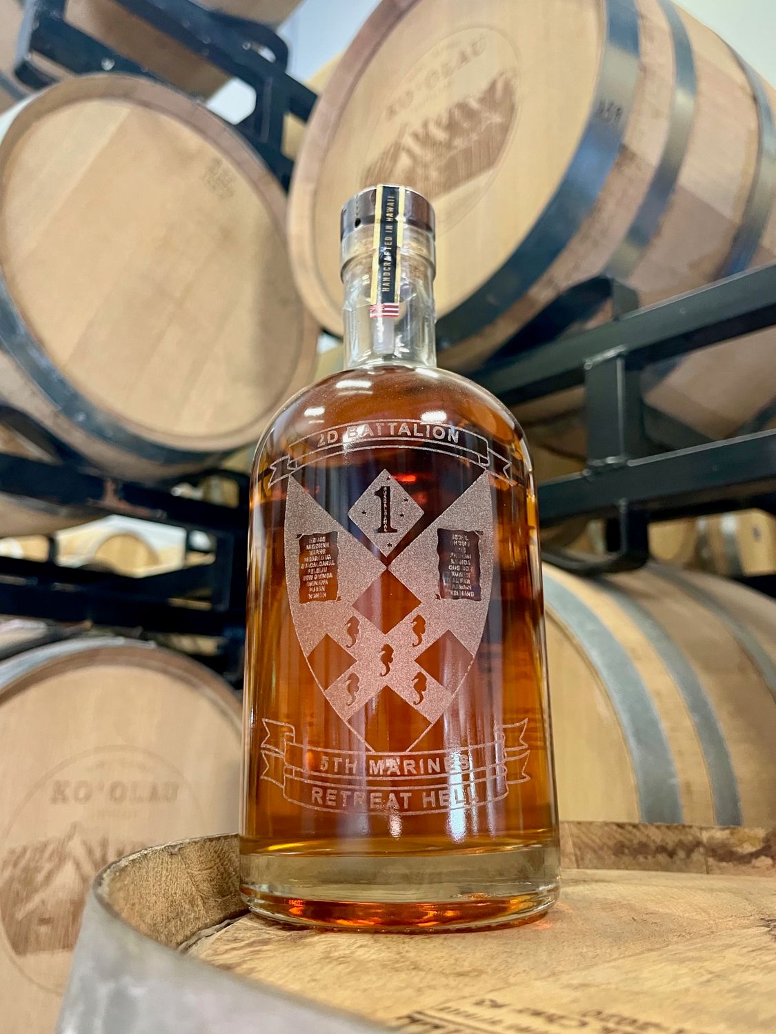 2nd Battalion 5th Marines Etched Whiskey Bottle (750 mL)
