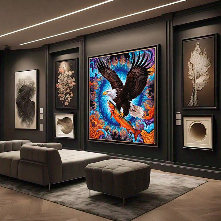 Fins & Floats Custom Canvas Prints 24"x24", Custom Canvas Print: Eagle with Salmon