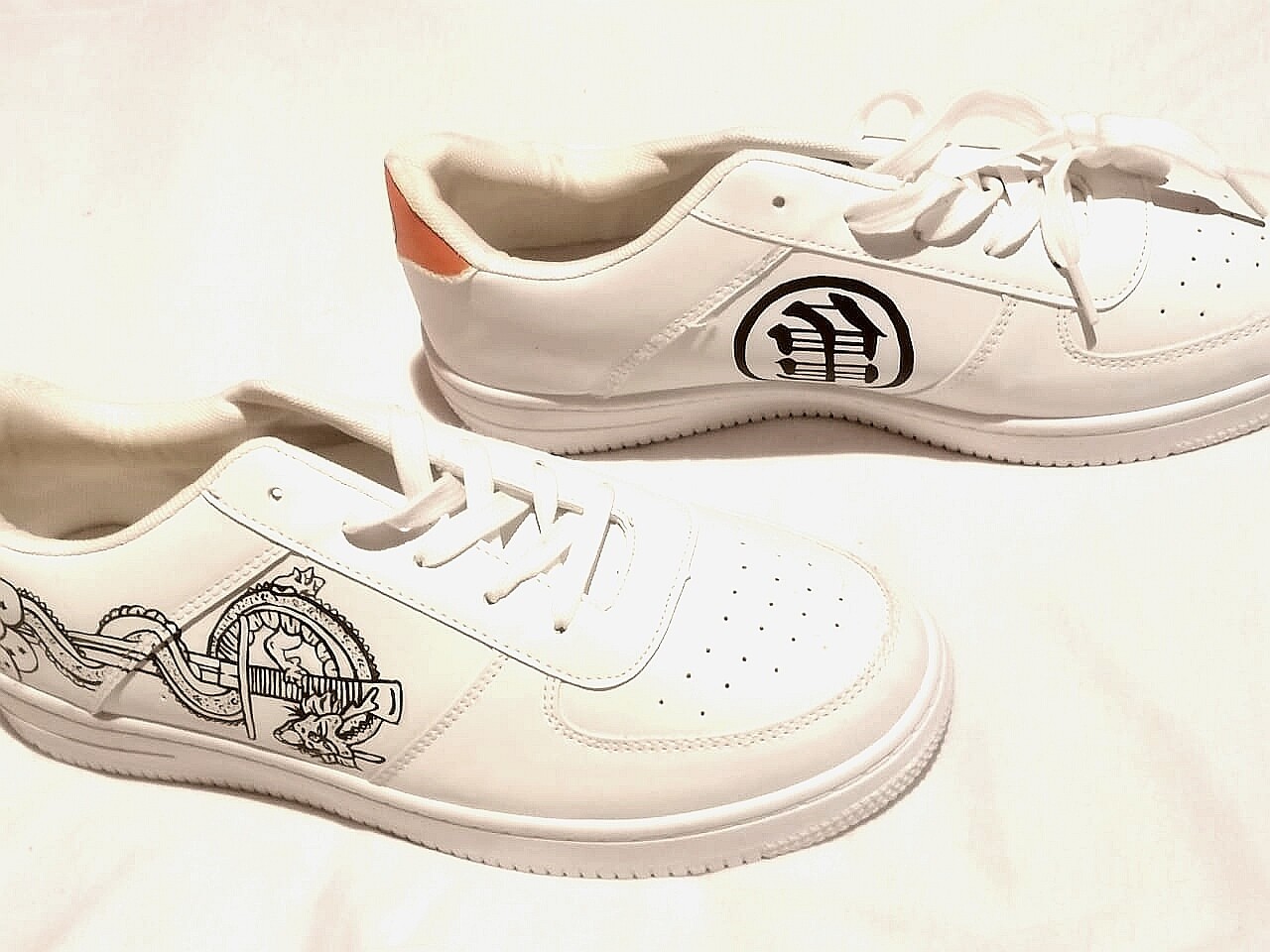 painted white sneakers