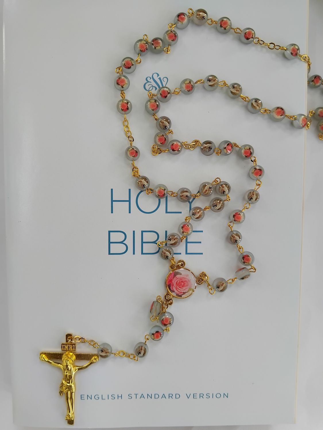 Blue Rose Flower Our Lady of Lourdes Rosary