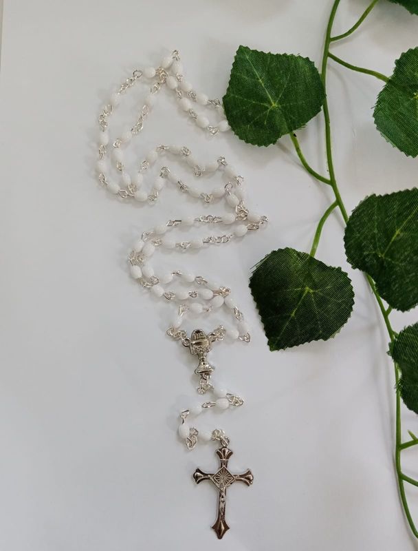 White First Holy Communion Rosary