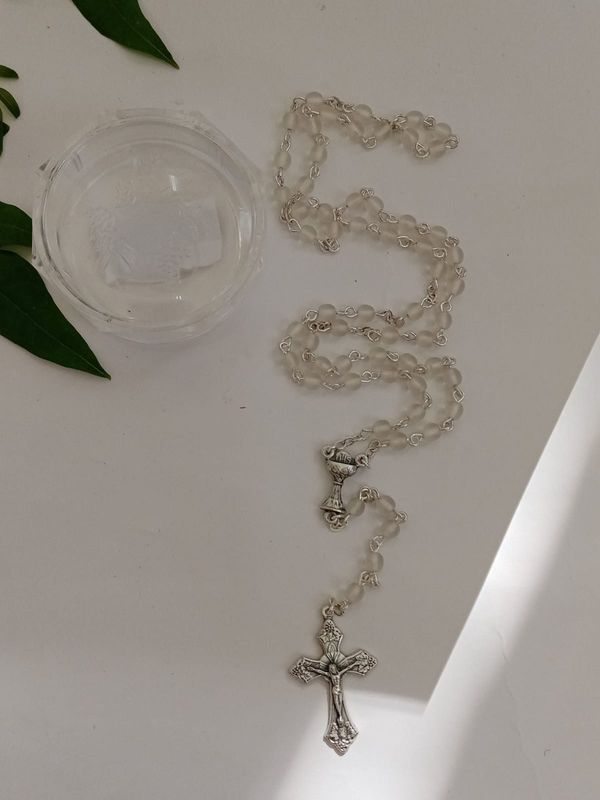Soft Pink Acrylic Communion Rosary