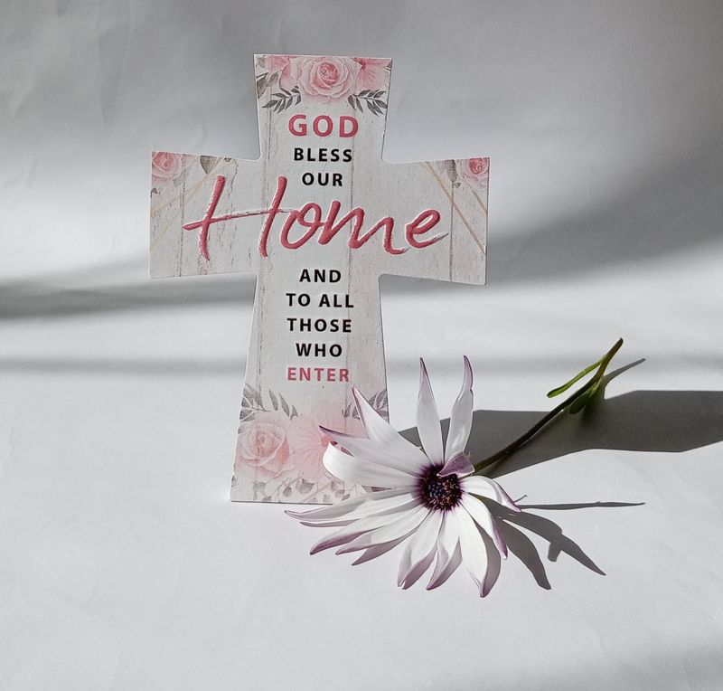 Porcelain Message Cross Small