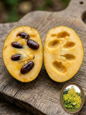 Pawpaw Banana Nordului Shenandoah® Peterson Pawpaws® C5 Shenandoah® altoit (C5): aromă blândă, dulce, cremoasă ca o cremă de vanilie, puține semințe — soiul ideal pentru începători.