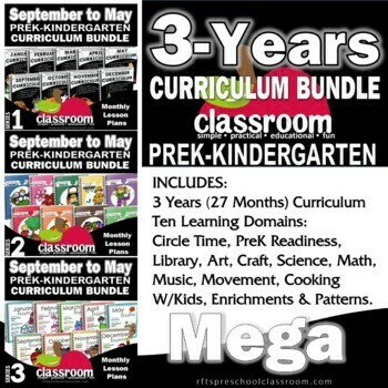 Curriculum BUNDLE 3-Years of Preschool, Pre-K, Kindergarten Lessons Curriculum BUNDLE 3-Years of Preschool, Pre-K, Kindergarten Lessons