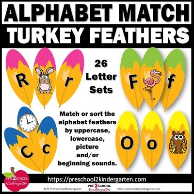 THANKSGIVING  LETTER PICTURE MATCH WITH TURKEY FEATHERS