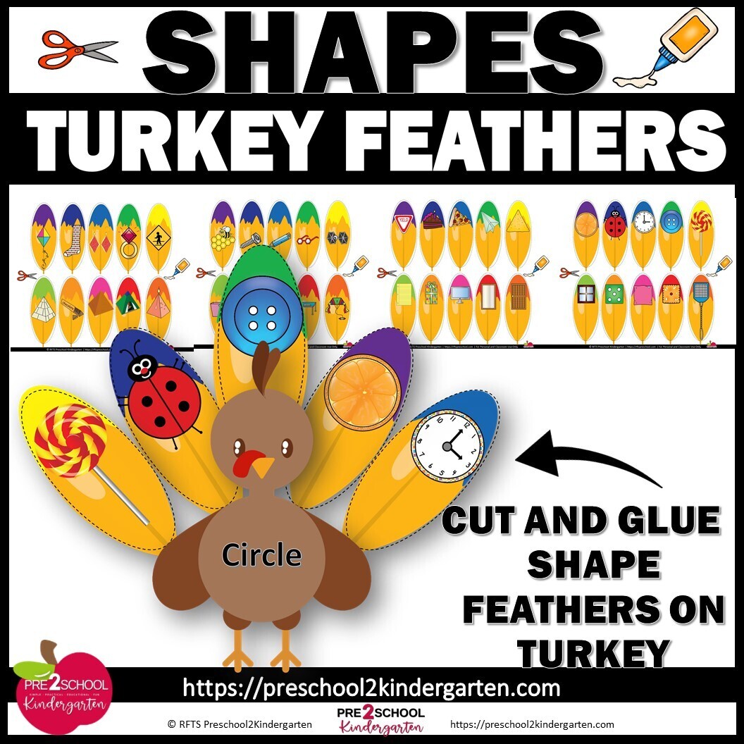 THANKSGIVING  ADDING SHAPES TO TURKEY FEATHERS