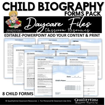 CHILD’S BIOGRAPHY FORMS PACK  Editable in PowerPoint