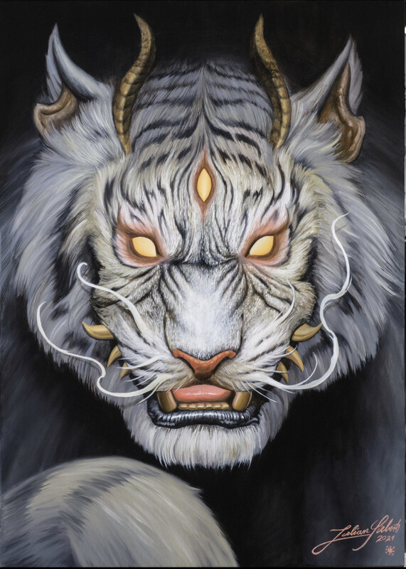 Julian Siebert „white tiger“ Kunstdruck auf Alu Dibond.