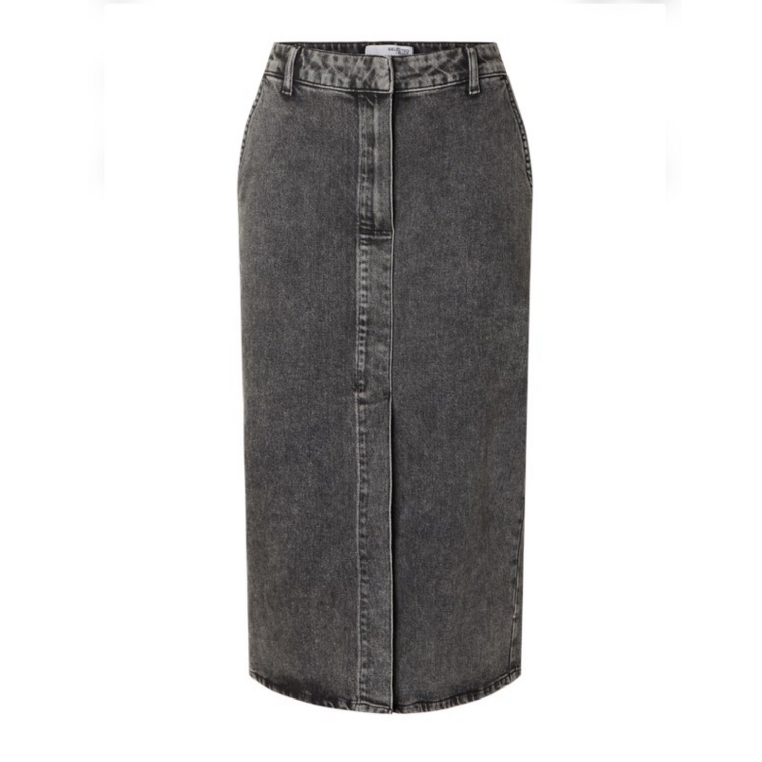 Cali Midi Dark Grey Denim Skirt