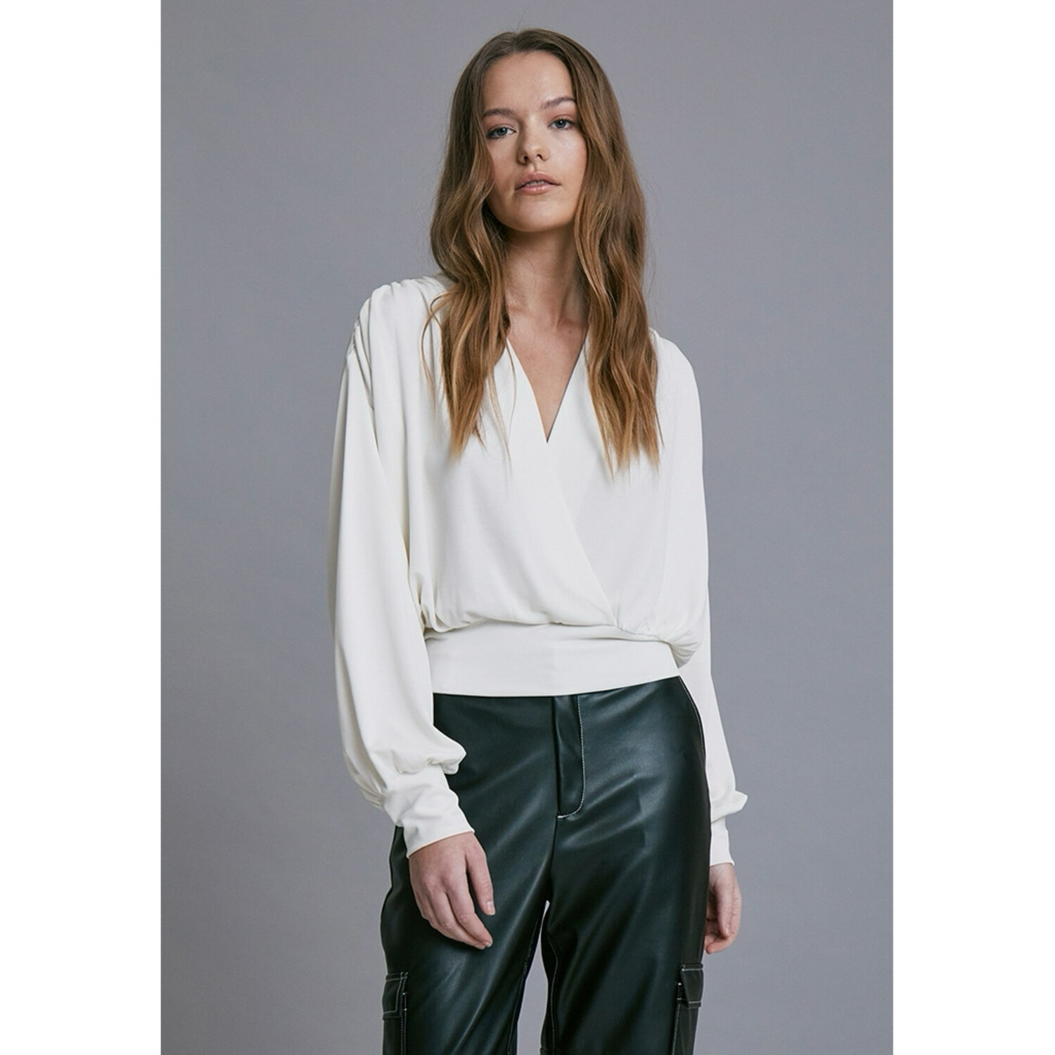 Gasia Modal Wrap Broken White Blouse