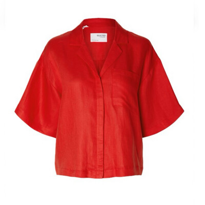 Lyra Flame Red Blouse Linnen