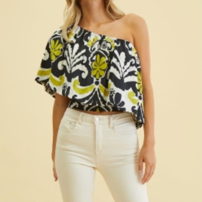 Nori One Shoulder Print Blouse