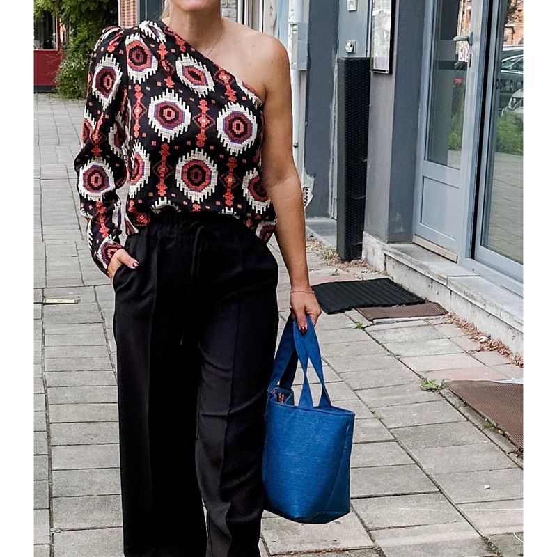 Cora One Shoulder Blouse Print