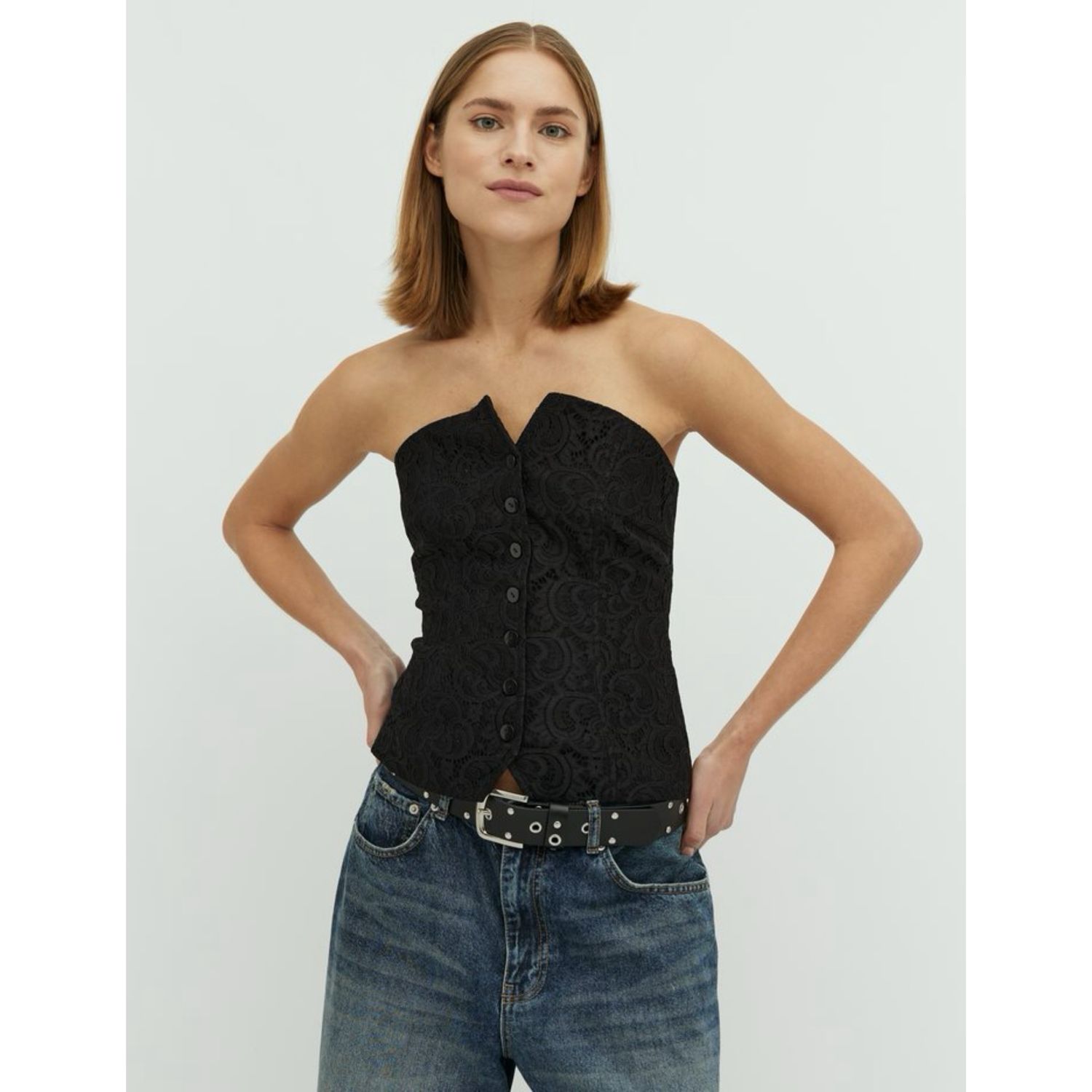 Bustier lace black top