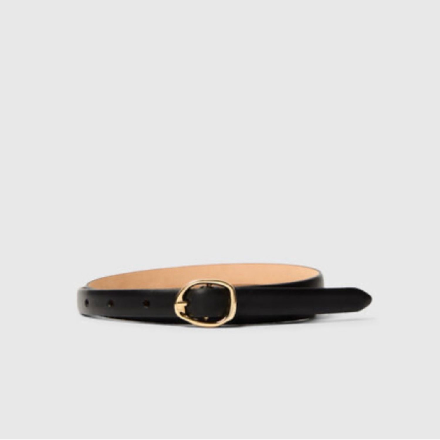 Feline slim leather belt black
